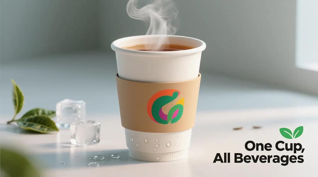 Paper cup hot & cold dengan desain kemasan ramah lingkungan, cocok untuk minuman panas dan dingin. Gelas kertas tahan suhu dengan lapisan food grade, dilengkapi sleeve kertas berlogo. Cocok untuk kafe, restoran, dan usaha minuman.
