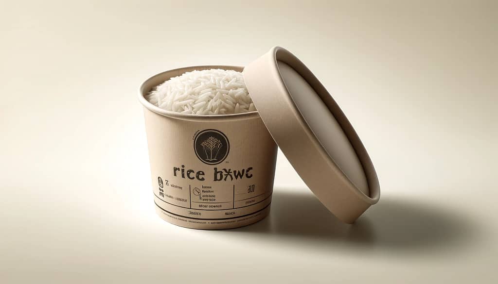 Rice bowl ramah lingkungan dengan desain menarik yang menjaga kehangatan dan kesegaran makanan, ideal untuk bisnis kuliner.