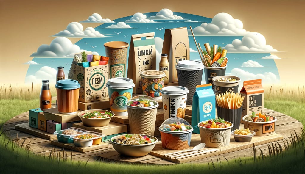 Contoh kemasan makanan ramah lingkungan yang menarik dan inovatif, termasuk paper bowl dan kemasan kertas untuk produk UMKM.
